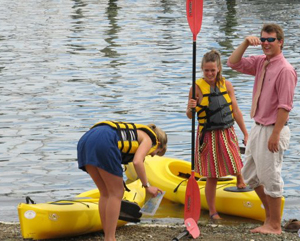 Customers kayaking at Mystic Shipyard